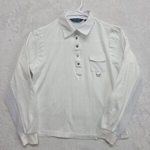 Astra Classic Vented Athletic Shirt Womens Size Small White Snap Front EUC